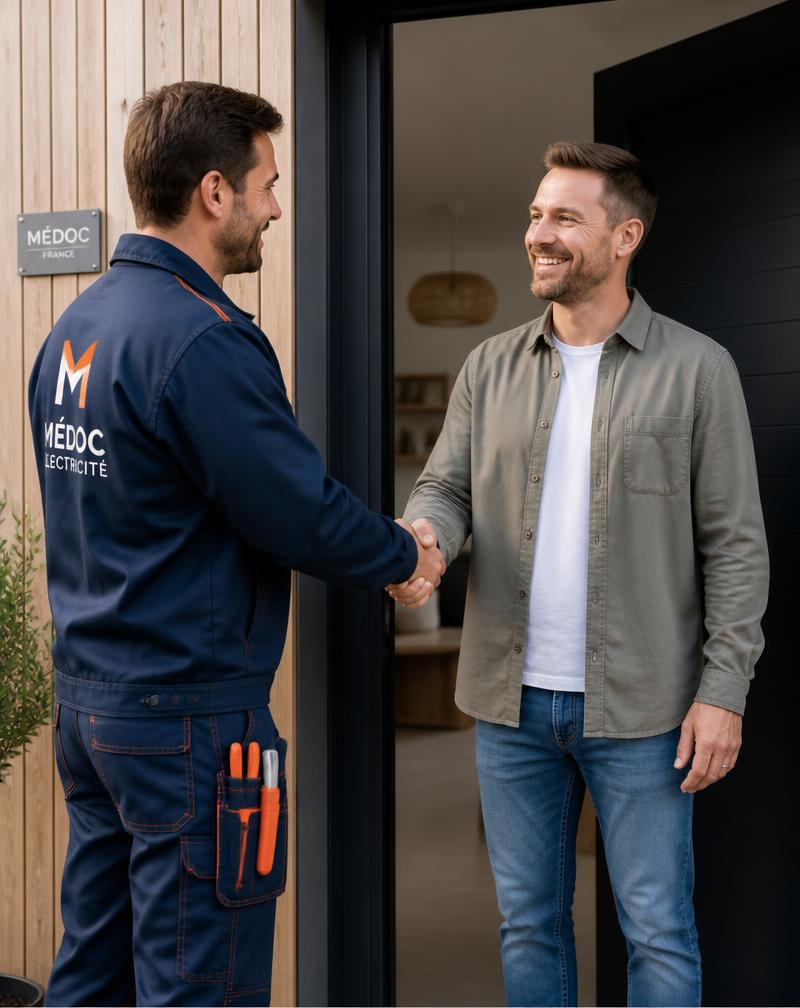 Cédric serre la main d’un client satisfait